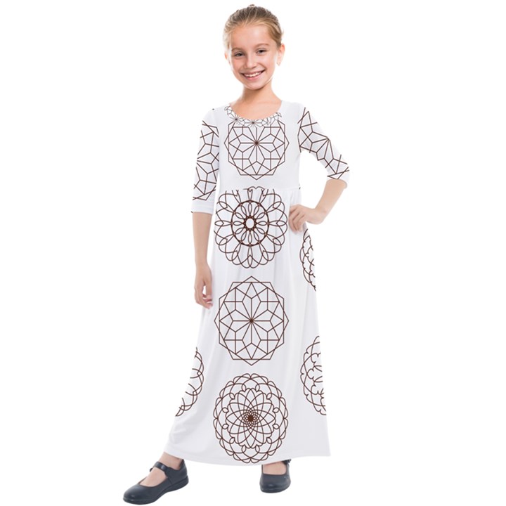 Graphics Geometry Abstract Kids  Quarter Sleeve Maxi Dress