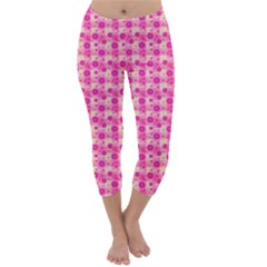 Hana Tsurukusa Heart Pink Capri Winter Leggings  by Pakrebo