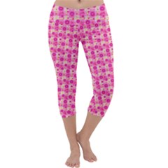 Hana Tsurukusa Heart Pink Capri Yoga Leggings by Pakrebo