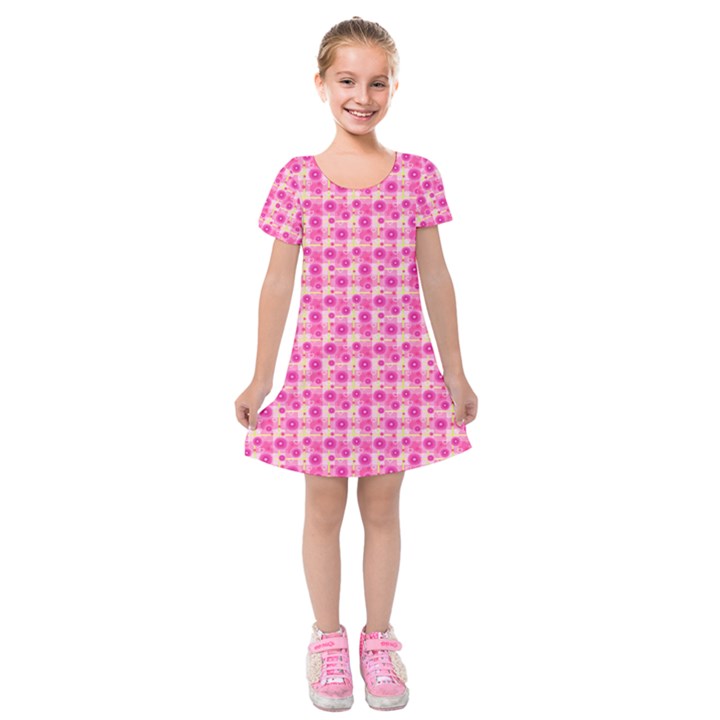 Hana Tsurukusa Heart Pink Kids  Short Sleeve Velvet Dress