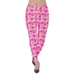 Hana Tsurukusa Heart Pink Velvet Leggings by Pakrebo