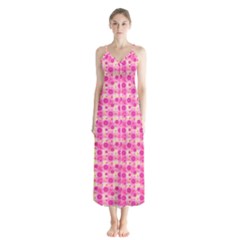 Hana Tsurukusa Heart Pink Button Up Chiffon Maxi Dress by Pakrebo