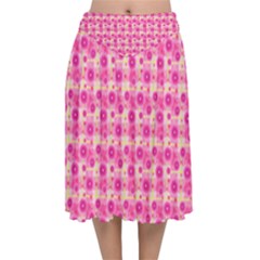 Hana Tsurukusa Heart Pink Velvet Flared Midi Skirt