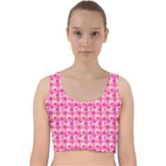 Hana Tsurukusa Heart Pink Velvet Racer Back Crop Top by Pakrebo