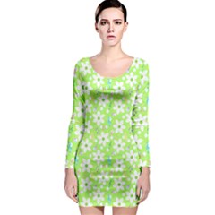 Zephyranthes Candida White Flowers Long Sleeve Bodycon Dress