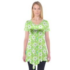 Zephyranthes Candida White Flowers Short Sleeve Tunic  by Pakrebo