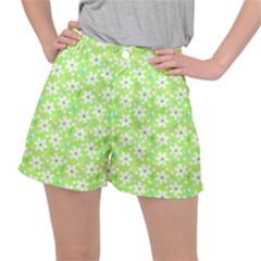 Zephyranthes Candida White Flowers Stretch Ripstop Shorts