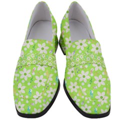 Zephyranthes Candida White Flowers Women s Chunky Heel Loafers