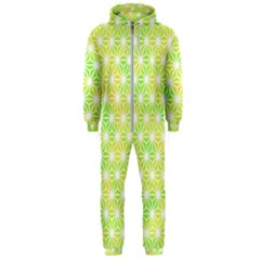 Traditional Patterns Hemp Pattern Green Hooded Jumpsuit (men)  by Pakrebo