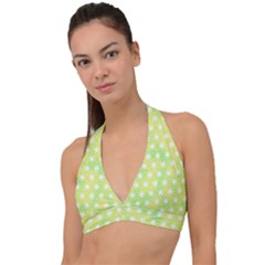 Traditional Patterns Hemp Pattern Green Halter Plunge Bikini Top