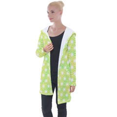 Traditional Patterns Hemp Pattern Green Longline Hooded Cardigan