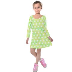 Traditional Patterns Hemp Pattern Green Kids  Long Sleeve Velvet Dress by Pakrebo