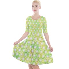 Traditional Patterns Hemp Pattern Green Quarter Sleeve A-line Dress by Pakrebo