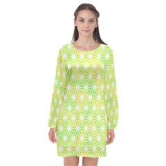 Traditional Patterns Hemp Pattern Green Long Sleeve Chiffon Shift Dress  by Pakrebo