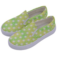 Traditional Patterns Hemp Pattern Green Kids  Canvas Slip Ons by Pakrebo