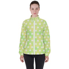 Traditional Patterns Hemp Pattern Green High Neck Windbreaker (women)