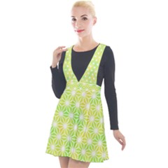 Traditional Patterns Hemp Pattern Green Plunge Pinafore Velour Dress