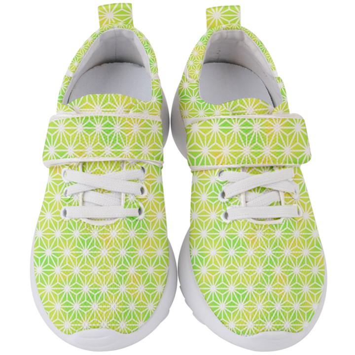 Traditional Patterns Hemp Pattern Green Kids  Velcro Strap Shoes