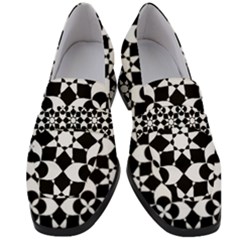 Mosaic Floral Repeat Pattern Women s Chunky Heel Loafers