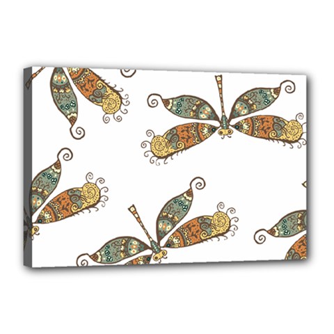 Pattern Dragonfly Background Canvas 18  X 12  (stretched) by Pakrebo