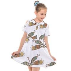 Pattern Dragonfly Background Kids  Short Sleeve Shirt Dress by Pakrebo