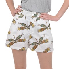 Pattern Dragonfly Background Stretch Ripstop Shorts