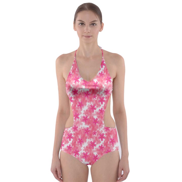 Phlox Spring April May Pink Cut-Out One Piece Swimsuit