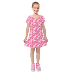 Phlox Spring April May Pink Kids  Short Sleeve Velvet Dress