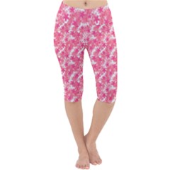 Phlox Spring April May Pink Lightweight Velour Cropped Yoga Leggings