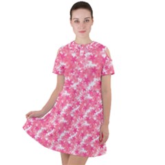 Phlox Spring April May Pink Short Sleeve Shoulder Cut Out Dress 