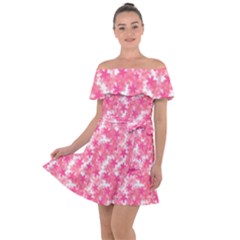 Phlox Spring April May Pink Off Shoulder Velour Dress