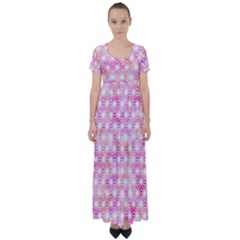 Traditional Patterns Hemp Pattern High Waist Short Sleeve Maxi Dress