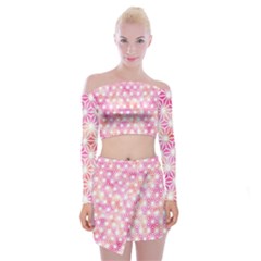 Traditional Patterns Hemp Pattern Off Shoulder Top With Mini Skirt Set by Pakrebo