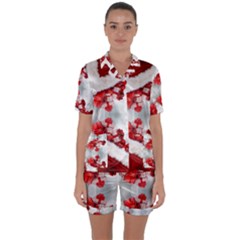 Christmas Background Tile Gifts Satin Short Sleeve Pyjamas Set by Pakrebo