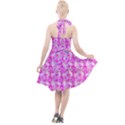 Maple Leaf Plant Seamless Pattern Pink Halter Party Swing Dress  View2