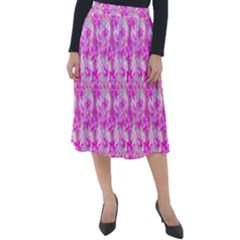 Maple Leaf Plant Seamless Pattern Pink Classic Velour Midi Skirt 