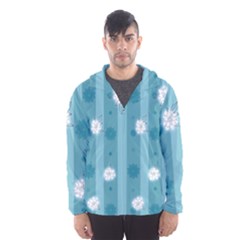 Gardenia Flowers White Blue Hooded Windbreaker (men) by Pakrebo