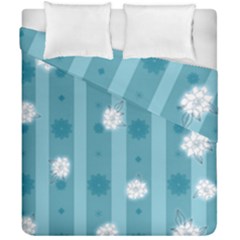 Gardenia Flowers White Blue Duvet Cover Double Side (california King Size) by Pakrebo