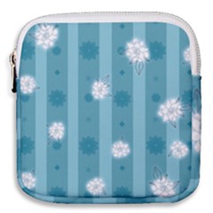 Gardenia Flowers White Blue Mini Square Pouch by Pakrebo