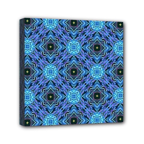 Blue Tile Wallpaper Texture Mini Canvas 6  X 6  (stretched) by Pakrebo