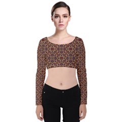 Pattern Decoration Art Ornate Velvet Long Sleeve Crop Top by Pakrebo