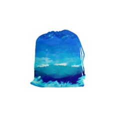 Blue Sky Artwork Drawing Painting Drawstring Pouch (small) by Pakrebo