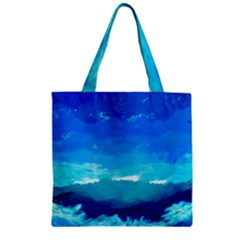 Blue Sky Artwork Drawing Painting Zipper Grocery Tote Bag by Pakrebo