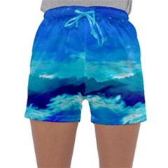 Blue Sky Artwork Drawing Painting Sleepwear Shorts by Pakrebo