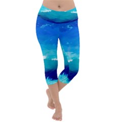 Blue Sky Artwork Drawing Painting Lightweight Velour Capri Yoga Leggings