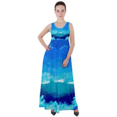 Blue Sky Artwork Drawing Painting Empire Waist Velour Maxi Dress