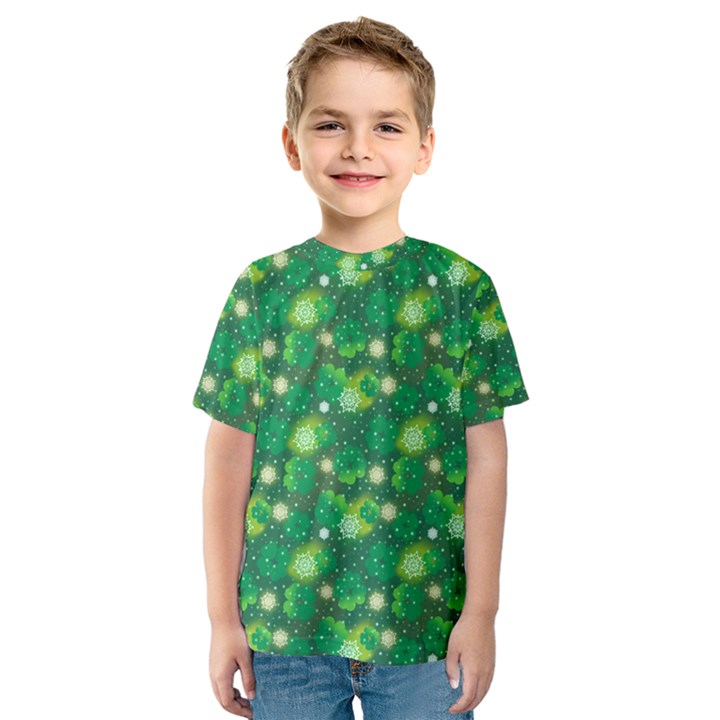 4 Leaf Clover Star Glitter Seamless Kids  Sport Mesh Tee