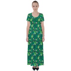 4 Leaf Clover Star Glitter Seamless High Waist Short Sleeve Maxi Dress