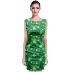 4 Leaf Clover Star Glitter Seamless Classic Sleeveless Midi Dress by Pakrebo