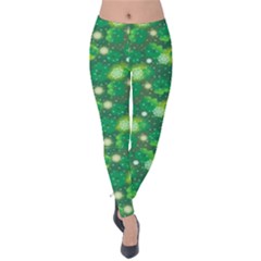 4 Leaf Clover Star Glitter Seamless Velvet Leggings by Pakrebo